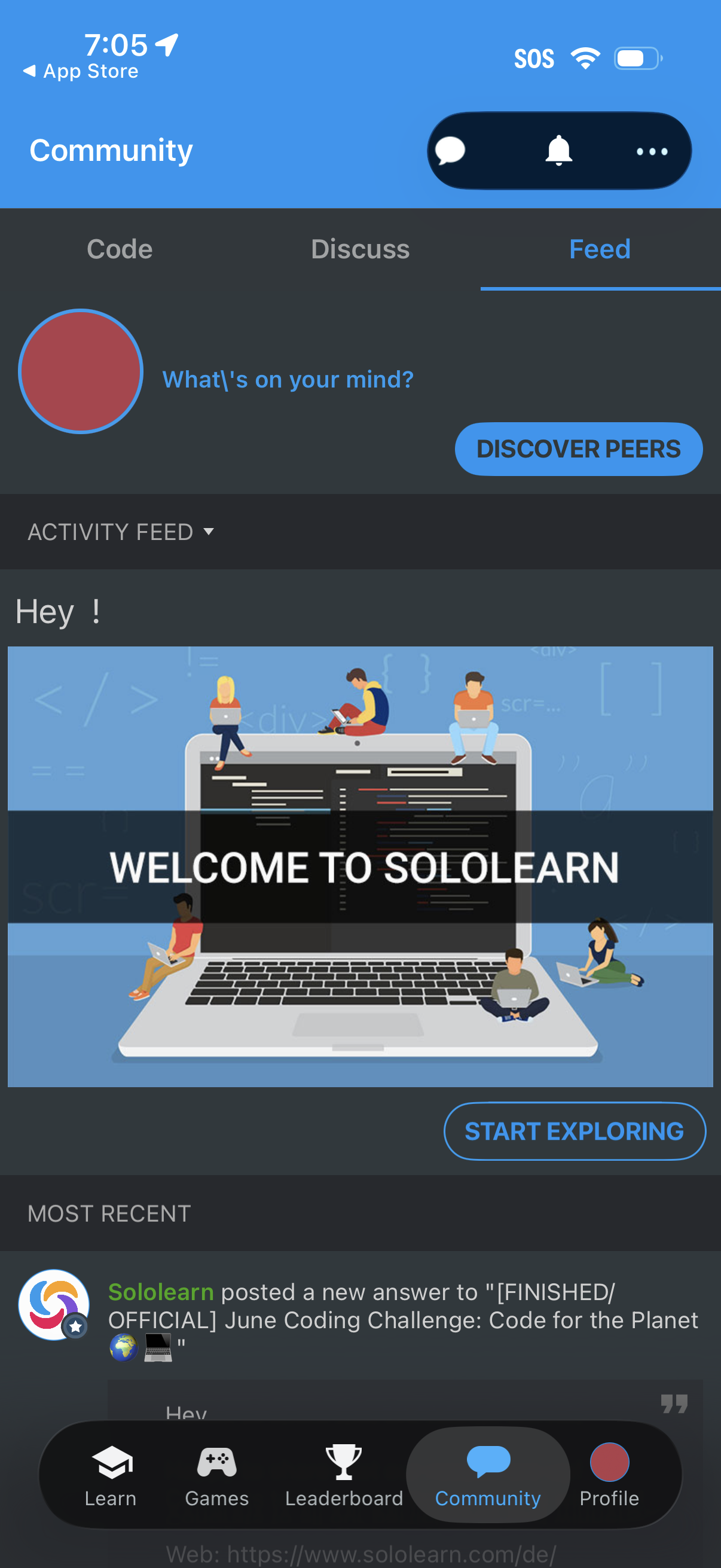 sololearn dashboard screenshot